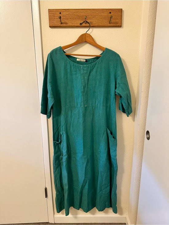 Camille + Co. Dresses & Skirts - Teal 100% Linen Maxi Dress - Women’s medium - Lagenlook - Camille + Co.